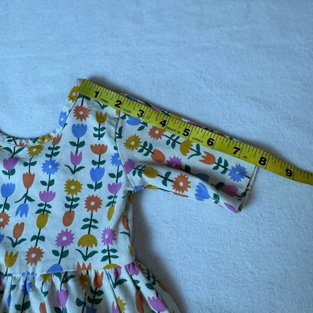 Hanna Andersson Girls Tip Floral Skater Dress Size 3T Pockets Cotton Stretch